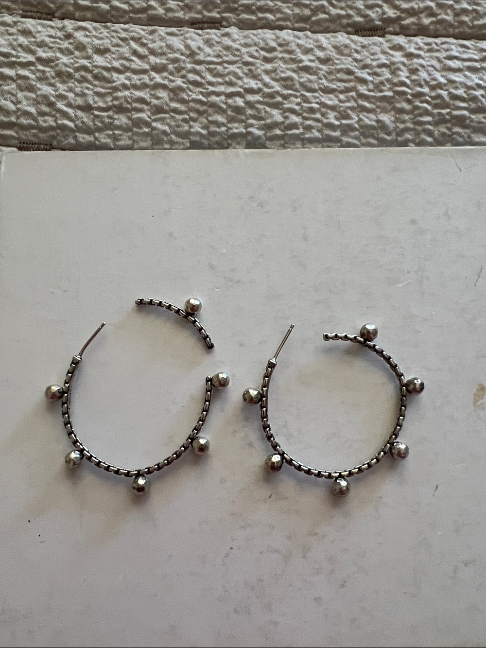 JAI John Hardy Silver Beaded Hoop Earrings